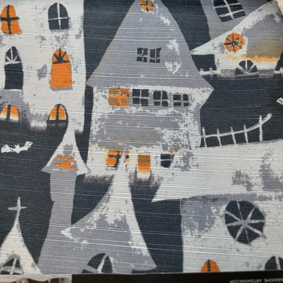 Halloween Haunted Village Houses Fabric Shower Curtain + Roller Hooks Gloomy - Picture 3 of 12